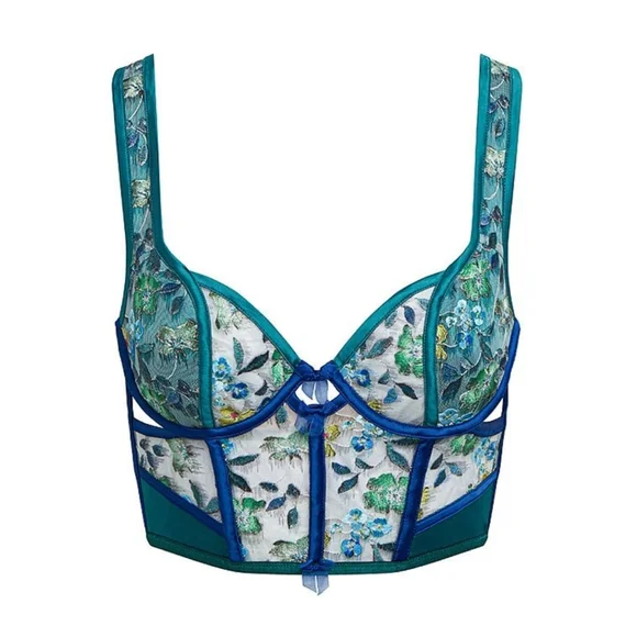 FOR LOVE & LEMONS Wrap Ikat Embroidered Bustier & Thong